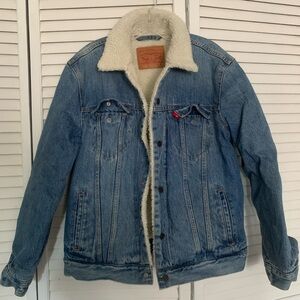 Levi's Blue Denim Jacket with Cream Sherpa Collar